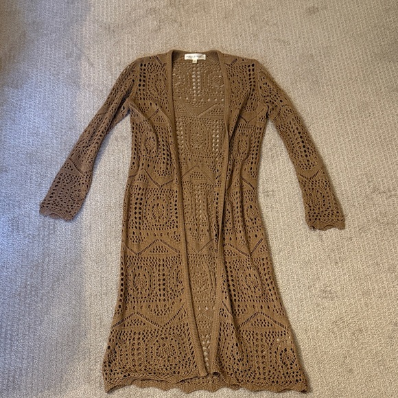 Brown Crochet Long Cardigan - Picture 2 of 5